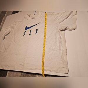 Nike White Tee with Blue-Green Swoosh